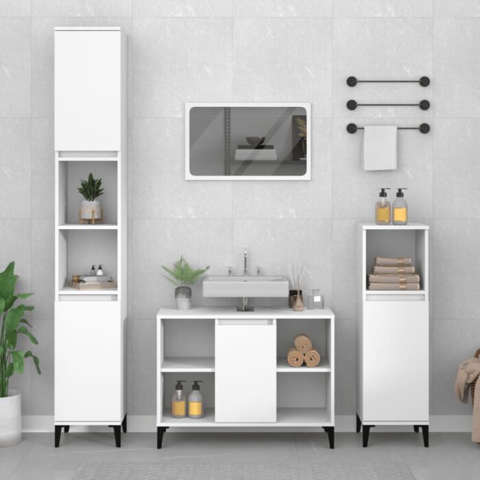 Meuble d'évier blanc 80x33x60 cm bois d'ingénierie – Image 1