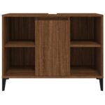 Meuble d'évier chêne marron 80x33x60 cm bois d'ingénierie – Image 4