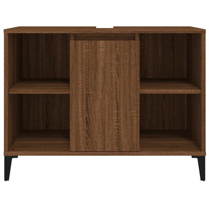 Meuble d'évier chêne marron 80x33x60 cm bois d'ingénierie – Image 4