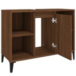 Meuble d'évier chêne marron 80x33x60 cm bois d'ingénierie – Image 5