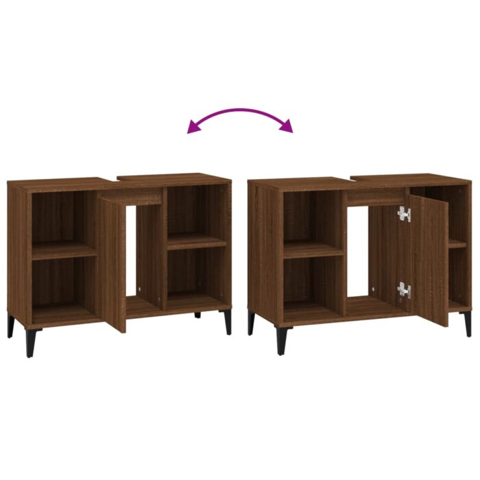 Meuble d'évier chêne marron 80x33x60 cm bois d'ingénierie – Image 7