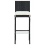 Tabourets de bar avec coussins lot de 6 noir résine tressée – Image 2
