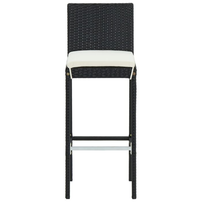 Tabourets de bar avec coussins lot de 6 noir résine tressée – Image 2