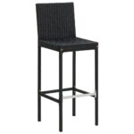 Tabourets de bar avec coussins lot de 6 noir résine tressée – Image 3