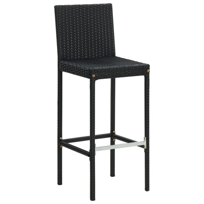 Tabourets de bar avec coussins lot de 6 noir résine tressée – Image 3