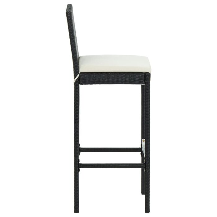 Tabourets de bar avec coussins lot de 6 noir résine tressée – Image 4