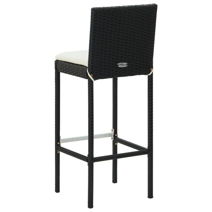 Tabourets de bar avec coussins lot de 6 noir résine tressée – Image 5