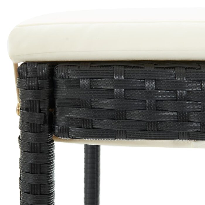 Tabourets de bar avec coussins lot de 6 noir résine tressée – Image 6