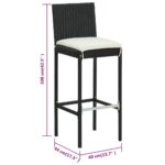 Tabourets de bar avec coussins lot de 6 noir résine tressée – Image 7