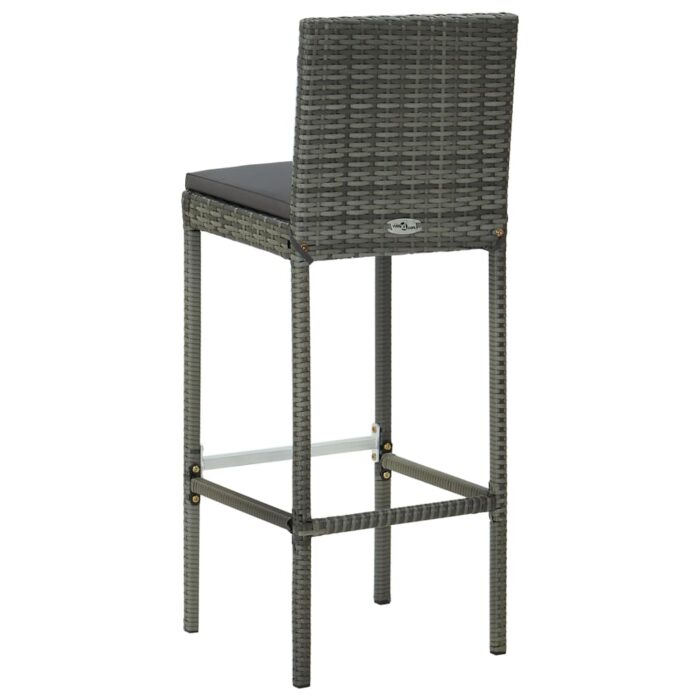Tabourets de bar avec coussins lot de 6 gris résine tressée – Image 5