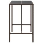 Table de bar et dessus en verre marron 110x70x110 cm poly rotin – Image 2