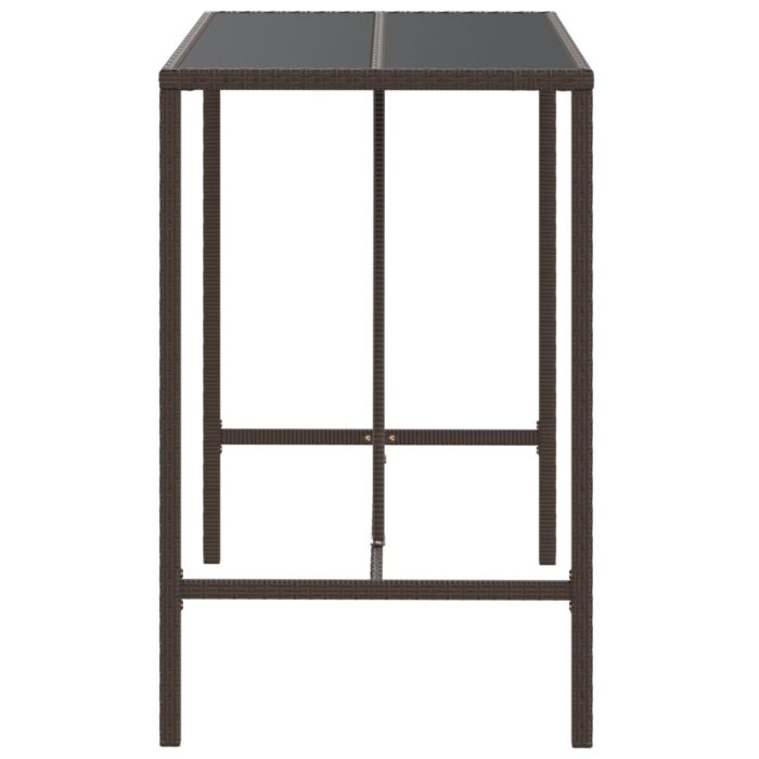 Table de bar et dessus en verre marron 110x70x110 cm poly rotin – Image 2