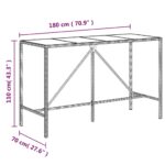 Table de bar et dessus en verre marron 180x70x110 cm poly rotin – Image 4