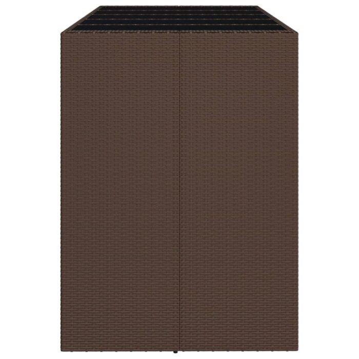 Table de bar et dessus en verre marron 185x80x110 cm poly rotin – Image 2