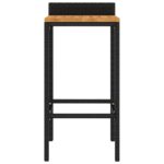 Tabourets de bar lot de 2 noir résine tressée et bois d'acacia – Image 2