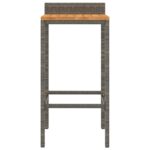Tabourets de bar lot de 4 gris résine tressée et bois d'acacia – Image 2