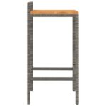 Tabourets de bar lot de 4 gris résine tressée et bois d'acacia – Image 3