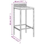 Tabourets de bar lot de 4 gris résine tressée et bois d'acacia – Image 6