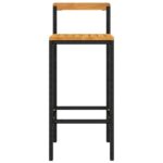 Tabourets de bar lot de 4 noir résine tressée et bois d'acacia – Image 2