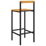 Tabourets de bar lot de 4 noir résine tressée et bois d'acacia – Image 4