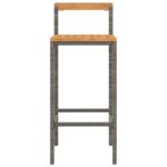 Tabourets de bar lot de 4 gris résine tressée et bois d'acacia – Image 2