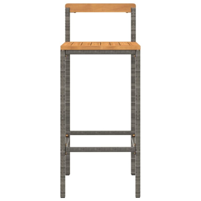 Tabourets de bar lot de 4 gris résine tressée et bois d'acacia – Image 2