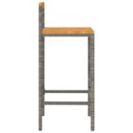 Tabourets de bar lot de 4 gris résine tressée et bois d'acacia – Image 3