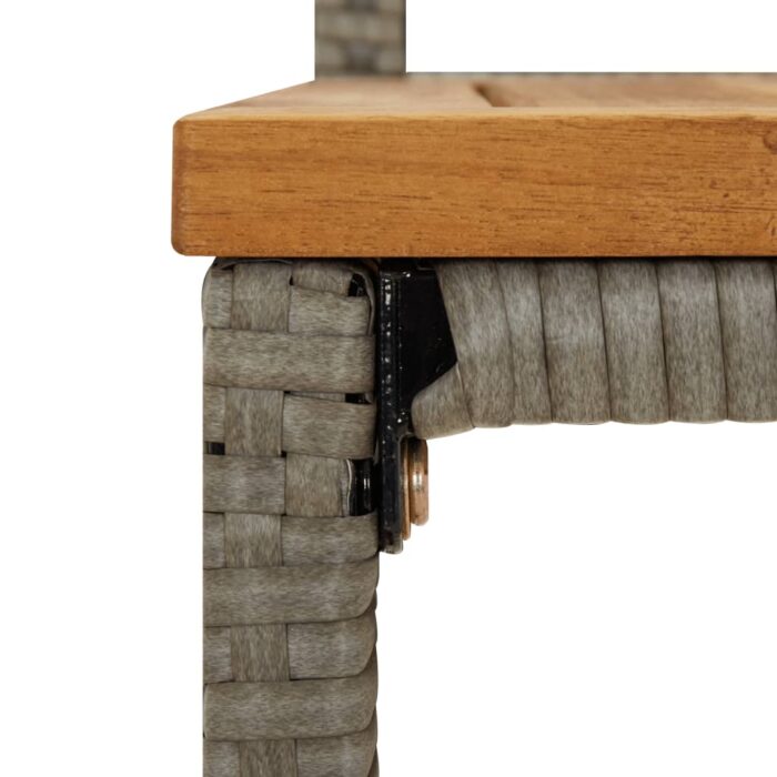 Tabourets de bar lot de 4 gris résine tressée et bois d'acacia – Image 5