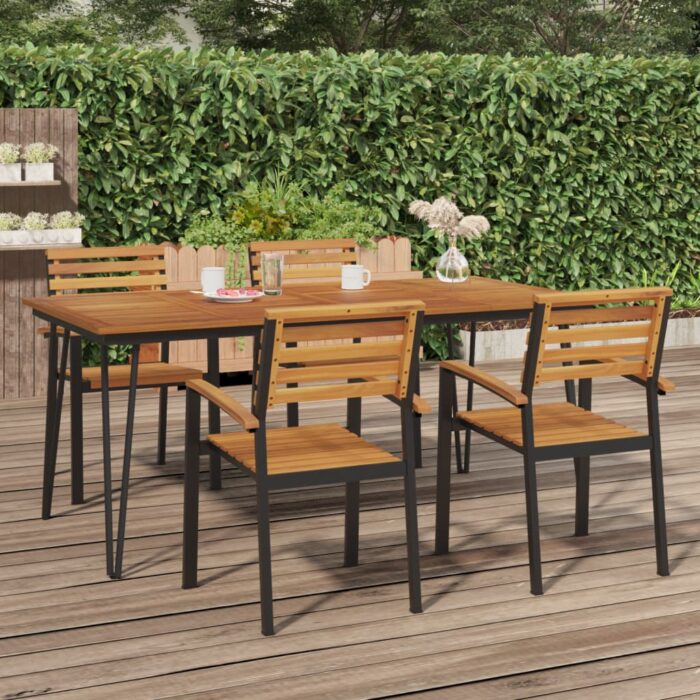 Table de jardin avec pieds épingle à cheveux 180x90x75 acacia – Image 1
