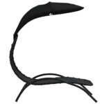 Chaise longue avec auvent noir 167x80x195 cm tissu et acier – Image 2