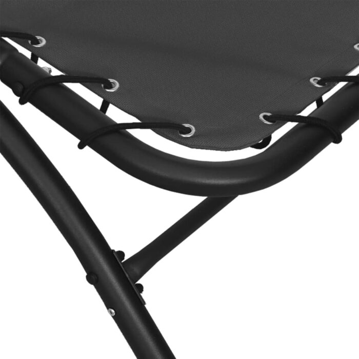 Chaise longue et auvent gris foncé 167x80x195 cm tissu et acier – Image 3