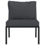 Chaises de jardin avec coussins gris lot de 2 60x74x79 cm acier – Image 2