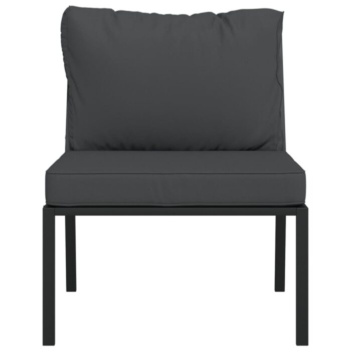 Chaises de jardin avec coussins gris lot de 2 60x74x79 cm acier – Image 2