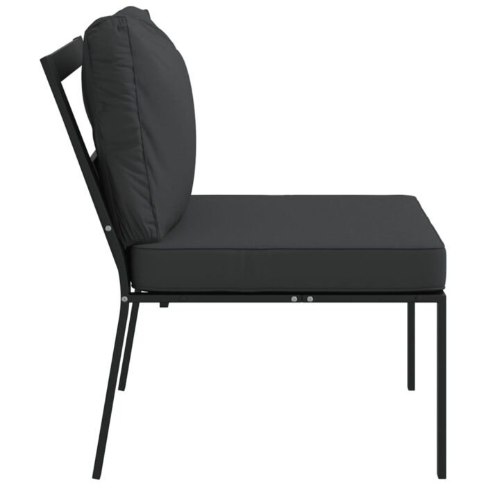 Chaises de jardin avec coussins gris lot de 2 60x74x79 cm acier – Image 3