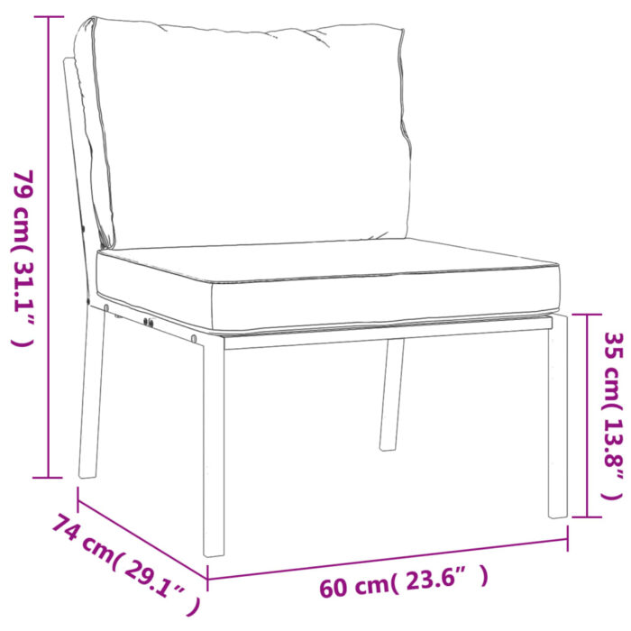 Chaises de jardin avec coussins gris lot de 2 60x74x79 cm acier – Image 7