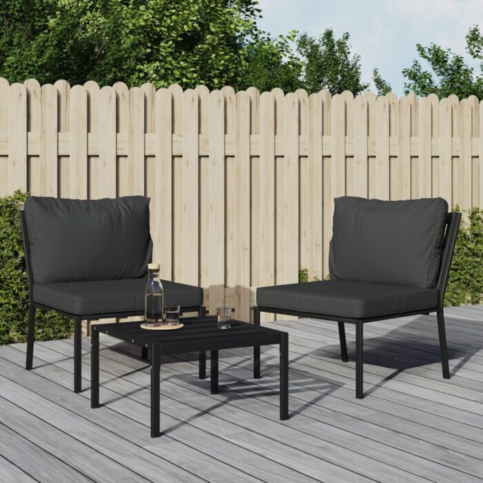Chaises de jardin avec coussins gris lot de 2 60x74x79 cm acier – Image 1