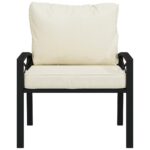 Chaises de jardin et coussins sable lot de 2 68x76x79 cm acier – Image 2