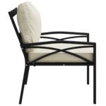 Chaises de jardin et coussins sable lot de 2 68x76x79 cm acier – Image 3