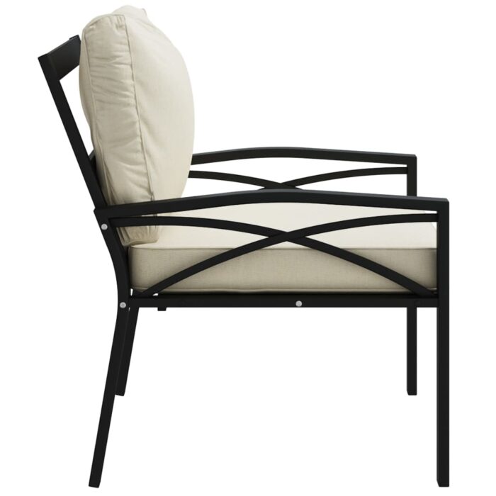 Chaises de jardin et coussins sable lot de 2 68x76x79 cm acier – Image 3