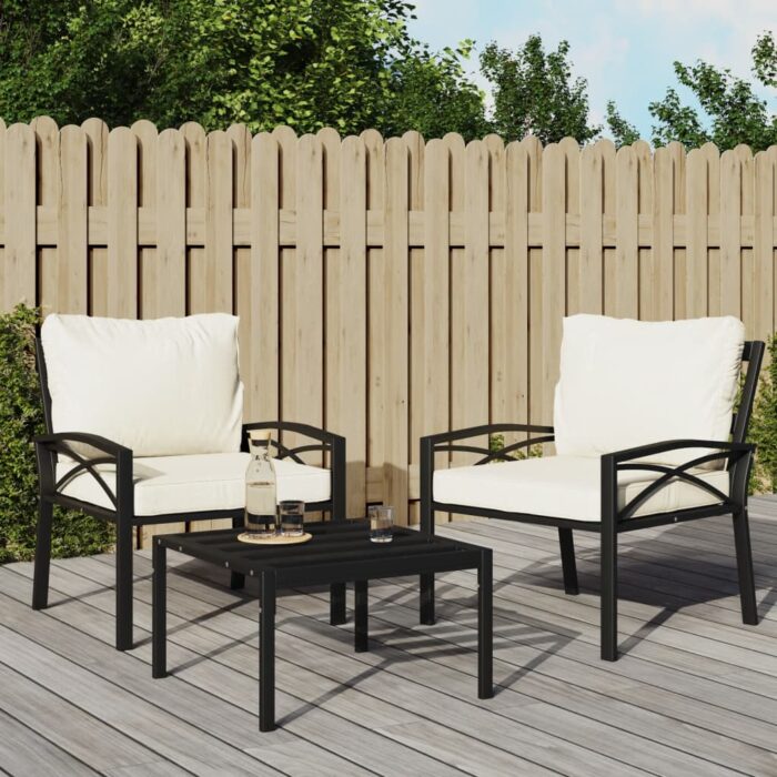 Chaises de jardin et coussins sable lot de 2 68x76x79 cm acier – Image 1