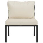 Chaises de jardin et coussins sable lot de 2 60x74x79 cm acier – Image 2