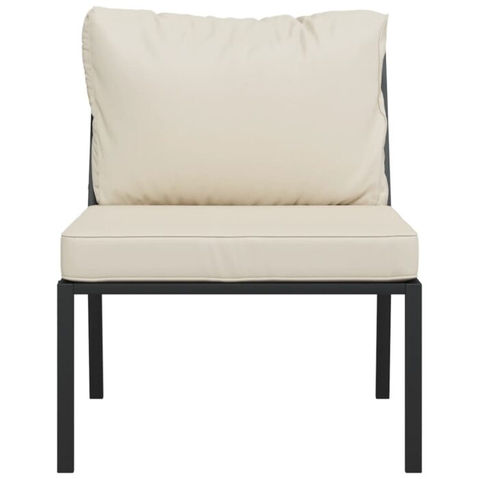 Chaises de jardin et coussins sable lot de 2 60x74x79 cm acier – Image 2