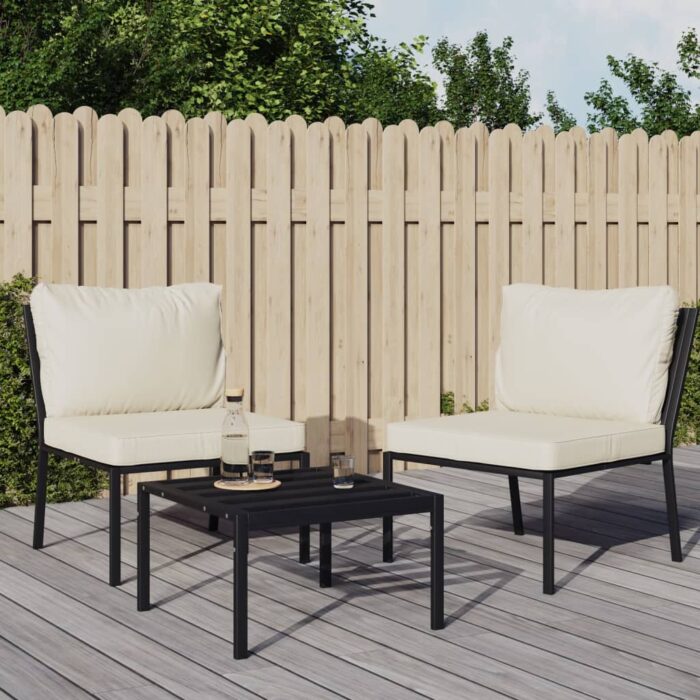 Chaises de jardin et coussins sable lot de 2 60x74x79 cm acier – Image 1