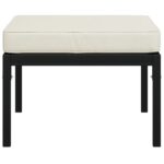 Tabourets de jardin et coussins sable lot de 2 60x60x35cm acier – Image 2
