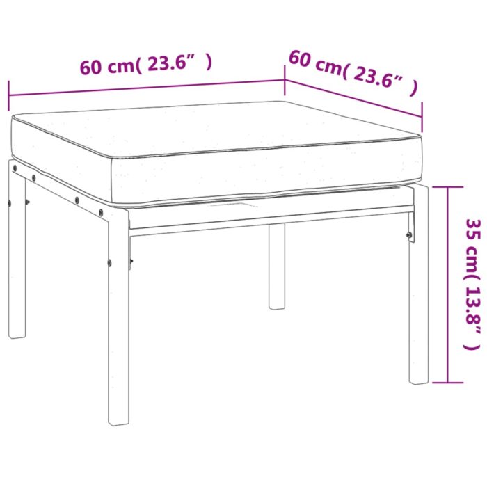 Tabourets de jardin et coussins sable lot de 2 60x60x35cm acier – Image 5