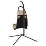 Chaise balançoire de jardin et coussin crème tissu Oxford/acier – Image 3