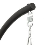 Chaise balançoire de jardin et coussin crème tissu Oxford/acier – Image 6