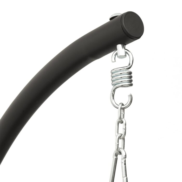 Chaise balançoire de jardin et coussin crème tissu Oxford/acier – Image 6