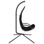 Chaise balançoire de jardin et coussin noir tissu Oxford/acier – Image 2