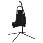 Chaise balançoire de jardin et coussin noir tissu Oxford/acier – Image 3